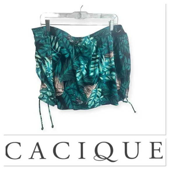 Cacique Swim Palm leaf print bottom skort size 24 - Picture 1 of 10